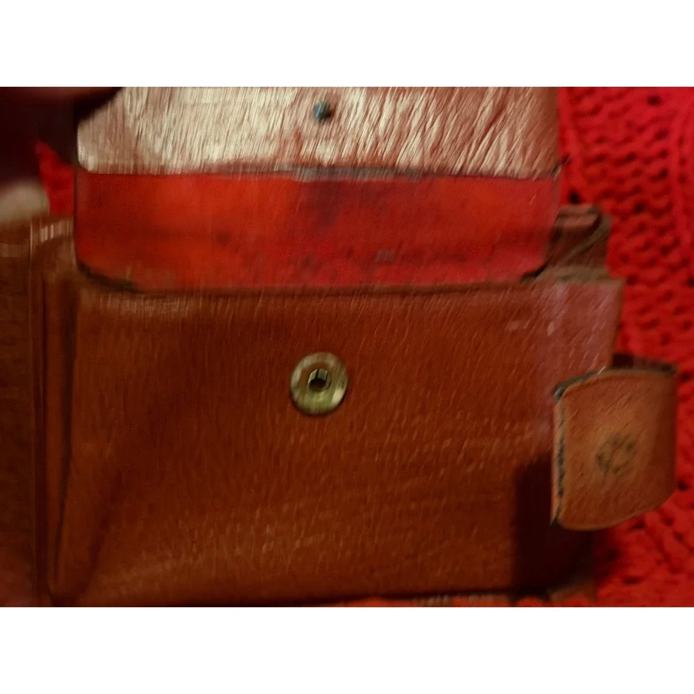 Vintage Princess Gardner Studded Pebbled Leather Bifold Wallet Brown Suede Trim
